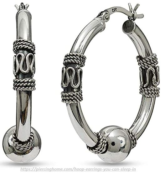 silver hoop sleeper earrings