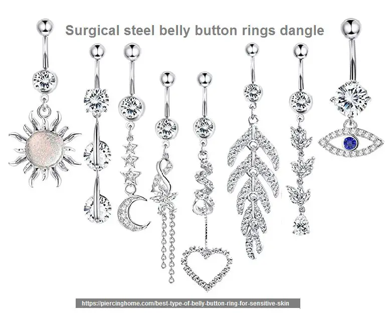 surgical steel belly button rings dangle