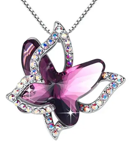 GEMMANCE Butterfly Crystal Necklace with Premium Birthstone