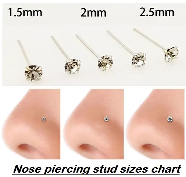 nose piercing stud sizes chart