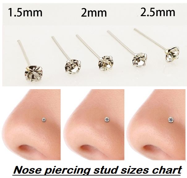 nose piercing stud sizes