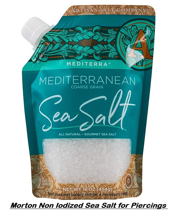 Morton non iodized sea salt for piercings