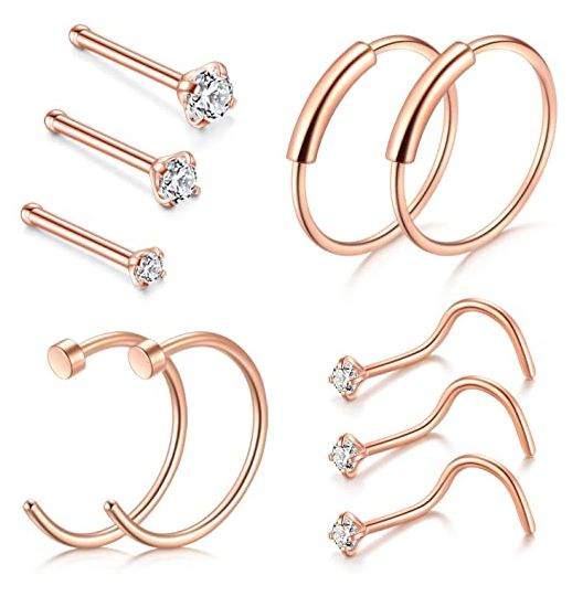 different sizes of nose rings