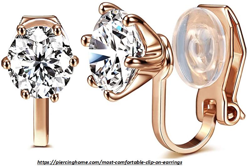 10mm Gold Tone Clip On CZ Earrings - Round Cut Cubic Zirconia Crystal For Non-Pierced Ears