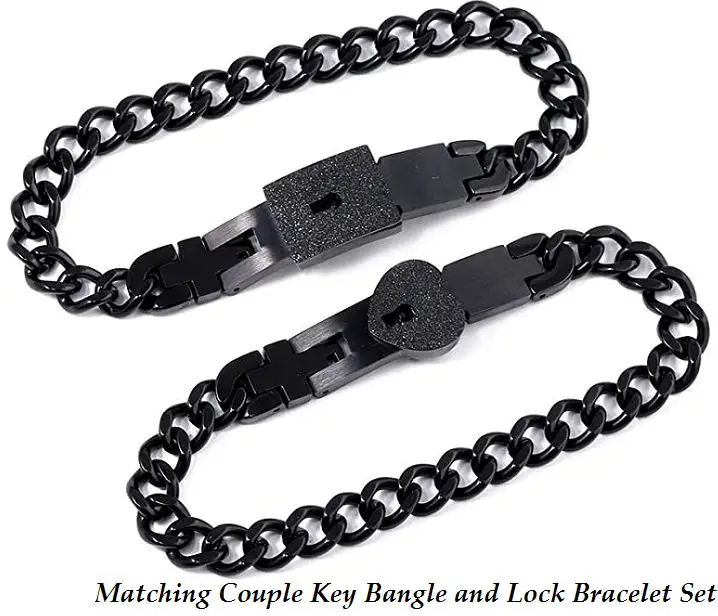 Matching Couple Key Bangle and Lock Bracelet Set