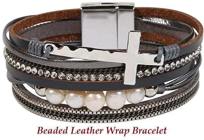 beaded leather wrap bracelet