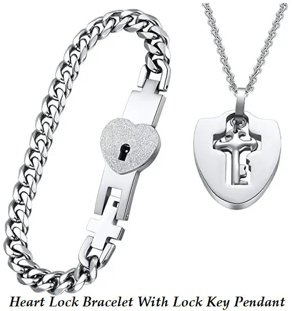 heart lock bracelet with lock key pendant
