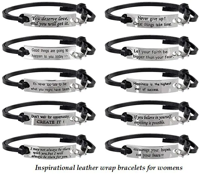 inspirational leather wrap bracelets for womens
