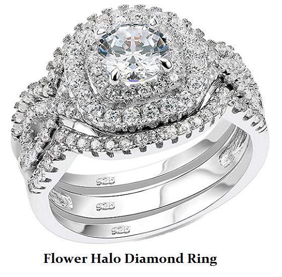 flower halo diamond ring