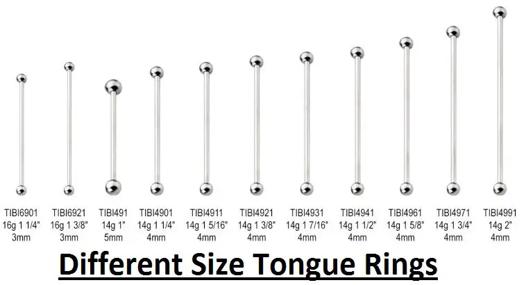 different size tongue rings