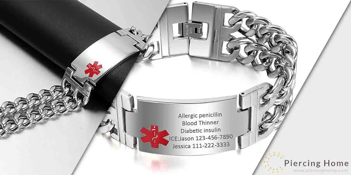 VNOX Free Engraving-Men's Medical Alert ID Wide Large Bracelet
