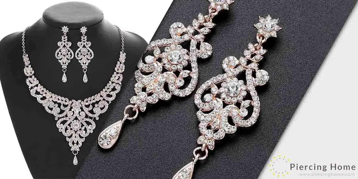 Hapibuy Crystal Wedding Jewelry Set Necklace Earring