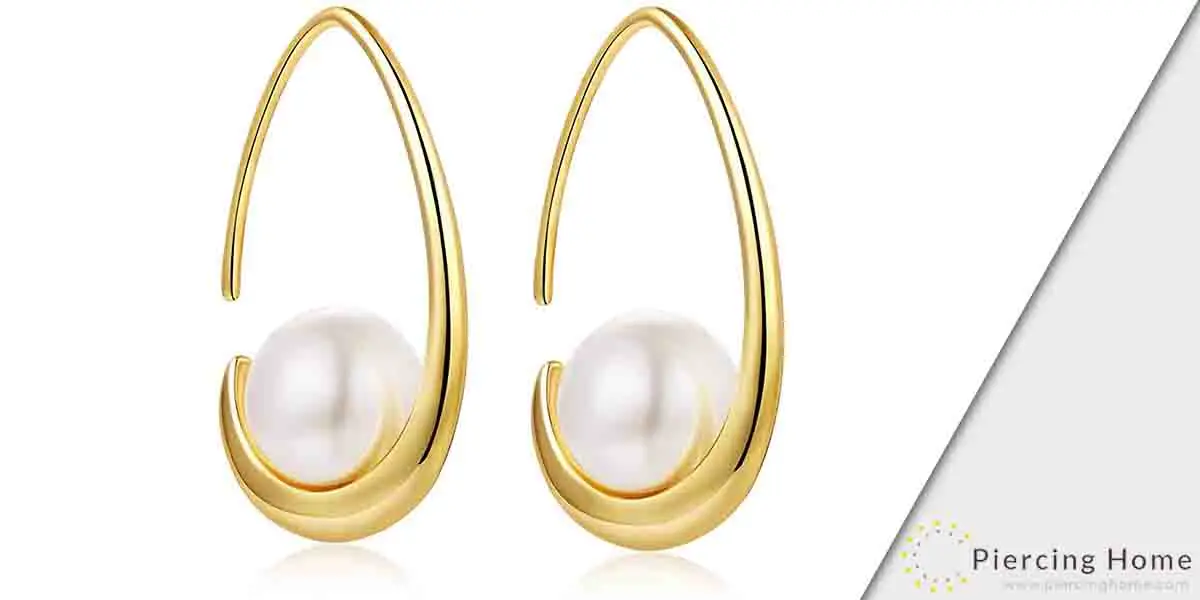 Han Han 18K White Gold Plated Pearl Earrings for Women