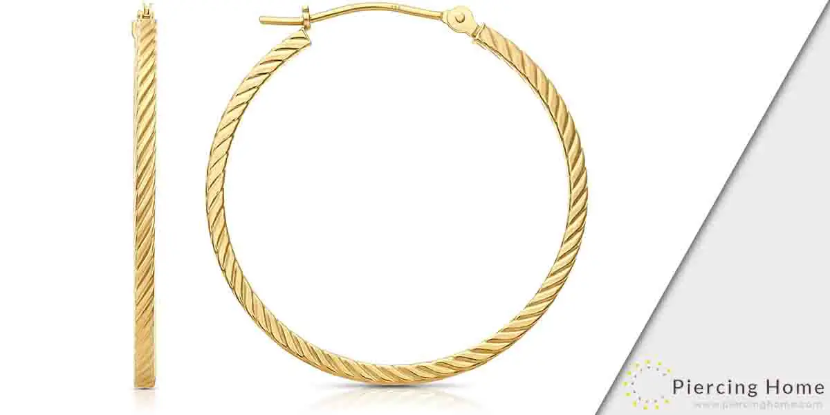 TILO JEWELRY Store 14k Yellow Gold Twisted Square Tube Hoop Earrings