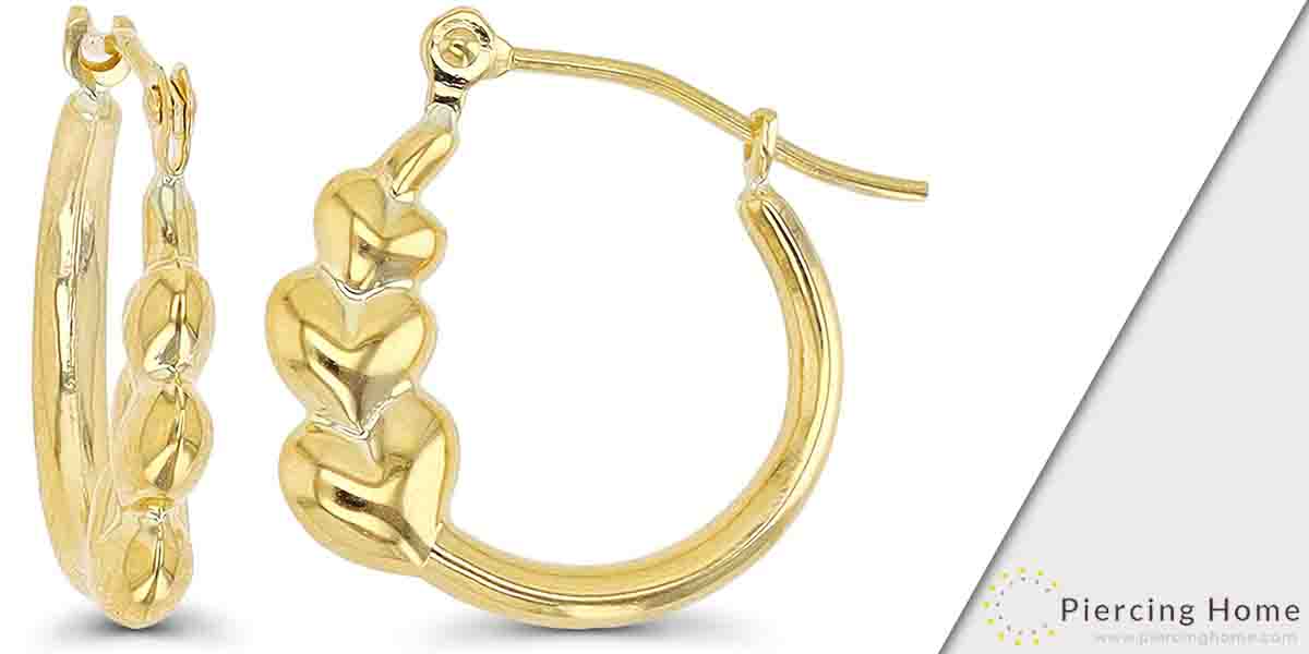 DECADENCE Store 14K Gold Solid Hypoallergenic Heart Hoop Earrings